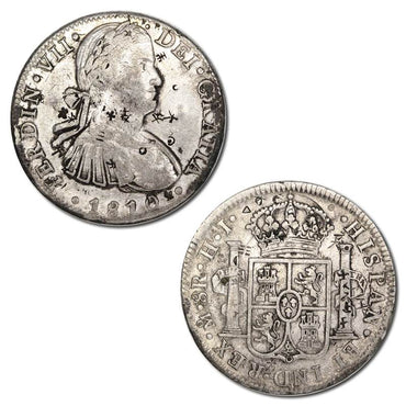 Mexico 1810 Ferdinand VII J.J Silver 8 Reales Chopmarks VF