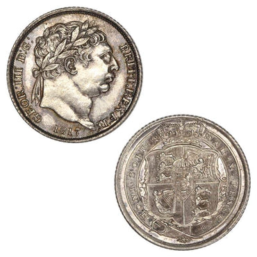 Great Britain 1817 George III Bull Head Sixpence UNC