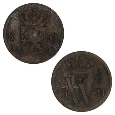 Netherlands 1821B (Brussels Mint) 1/2 Cent