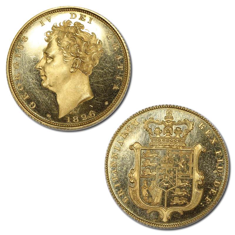 Great Britain 1826 George IV Gold Sovereign Brilliant Proof