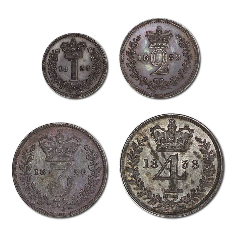 Great Britain 1838 Queen Victoria Maundy Set S.3916 EF-UNC
