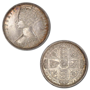 Great Britain 1849 Victoria Silver Godless Florin EF