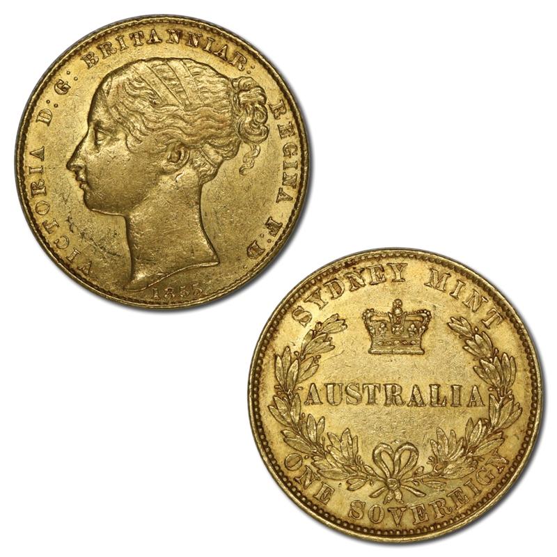 1855 Sydney Mint Gold Sovereign nEF/EF
