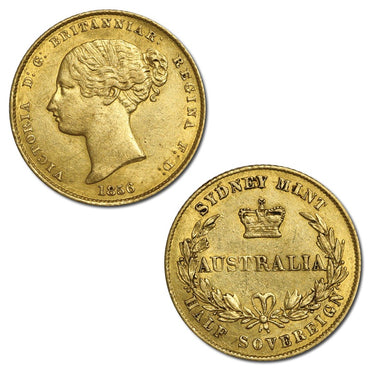 1856 Sydney Mint Gold Half Sovereign Ex:RESERVE BANK OF AUSTRALIA SALE