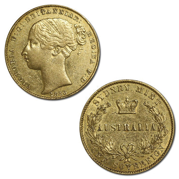 1856 Sydney Mint Victoria Y/H Type I Gold Sovereign VF