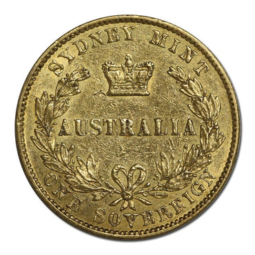 1856 Sydney Mint Victoria Y/H Type I Gold Sovereign VF