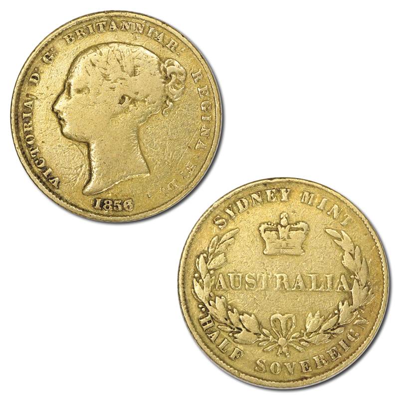 1856 Sydney Mint Type I Gold Half Sovereign nFINE