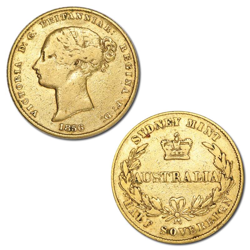1856 Sydney Mint Type I Gold Half Sovereign FINE