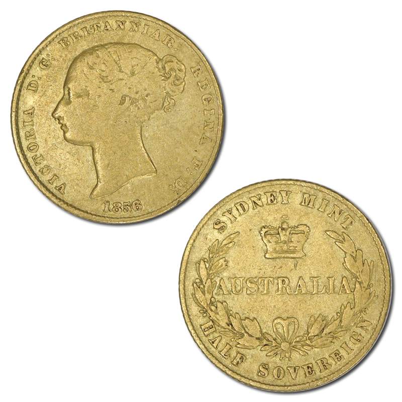 1856 Sydney Mint Gold Half Sovereign FINE