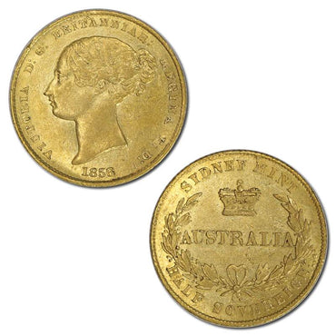1856 Sydney Mint Type I Gold Half Sovereign EF