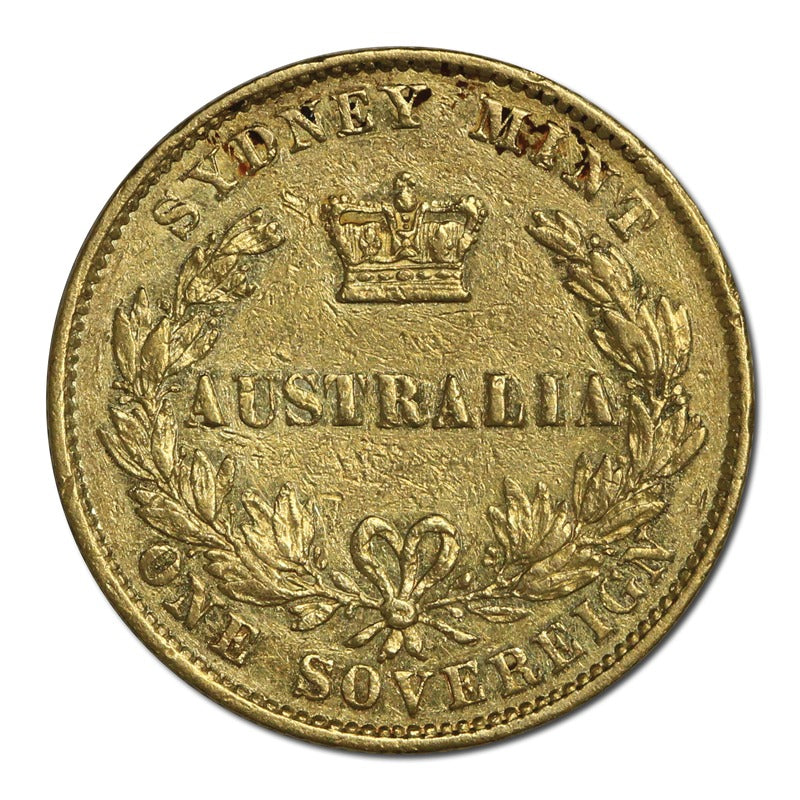 1857 Sydney Mint Victoria Type II Gold Sovereign Fine/nVF