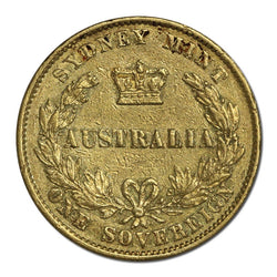 1857 Sydney Mint Victoria Type II Gold Sovereign Fine/nVF
