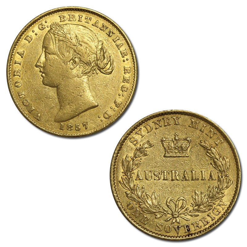 1857 Sydney Mint Victoria Type II Gold Sovereign nVF/VF