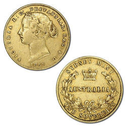 1857 Sydney Mint Victoria Type II Gold Sovereign Fine/nVF