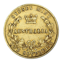 1857 Sydney Mint Victoria Type II Gold Sovereign Fine/nVF