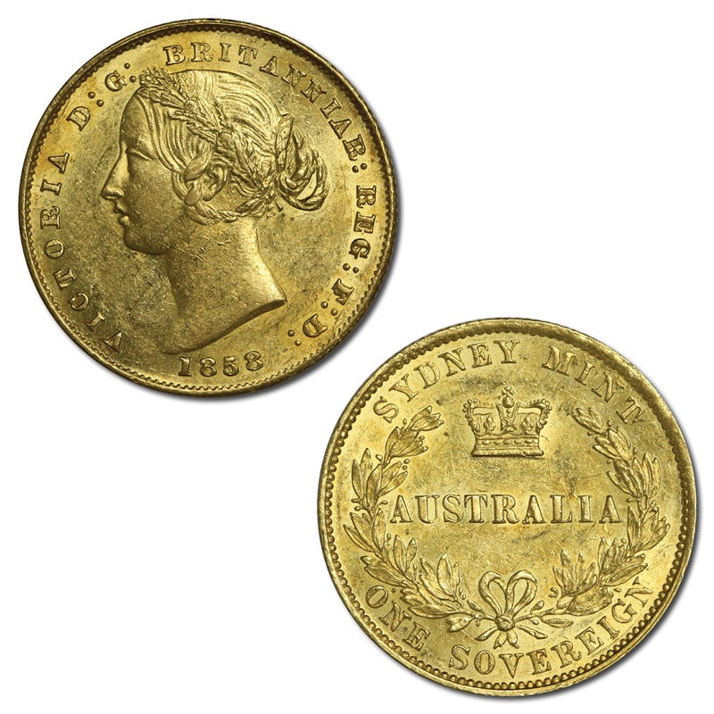 1858 Sydney Mint Victoria Type II Gold Sovereign Lustrous UNC