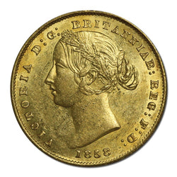 1858 Sydney Mint Victoria Type II Gold Sovereign Lustrous UNC