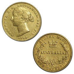 1859 Sydney Mint Victoria Type II Gold Sovereign FINE/nVF