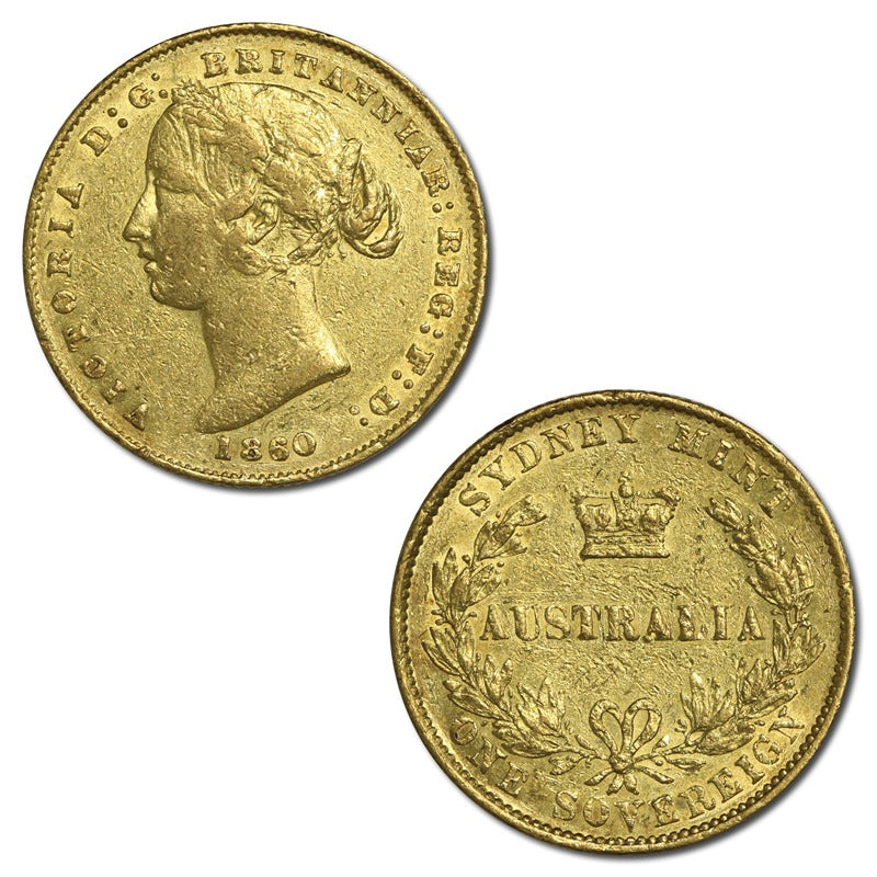 1860 Sydney Mint Victoria Type II Gold Sovereign nVF/VF