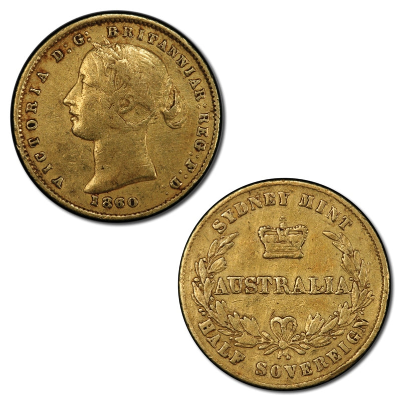 1860 Sydney Mint Gold Half Sovereign PCGS VF35