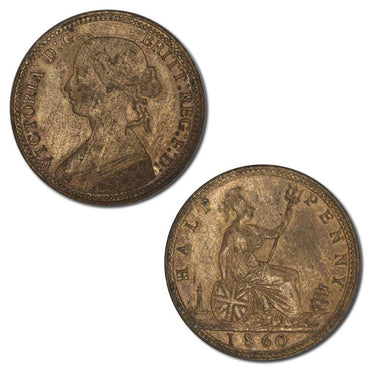Great Britain 1860 Victoria Y/H Halfpenny UNC