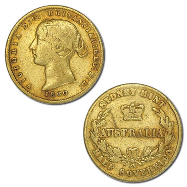 1860 Sydney Mint Type II Gold Half Sovereign nFINE