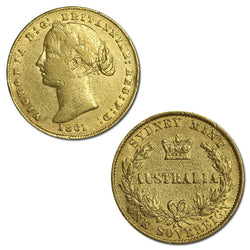 1861 Sydney Mint Victoria Type II Gold Sovereign FINE/FINE+
