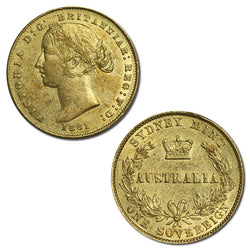 1861 Sydney Mint Type II Gold Sovereign VF+/EF