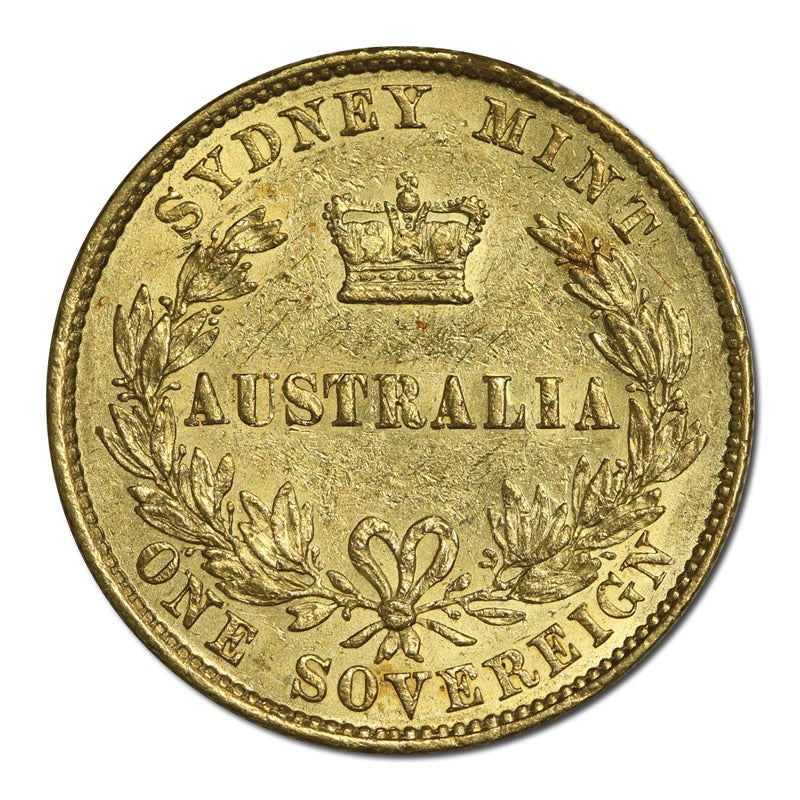 1861 Sydney Mint Type II Gold Sovereign VF+/EF