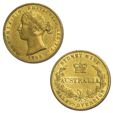 1863 Sydney Mint Type II Gold Half Sovereign VF/VF+