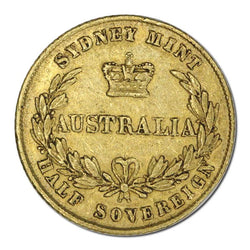 1863 Sydney Mint Type II Gold Half Sovereign VF