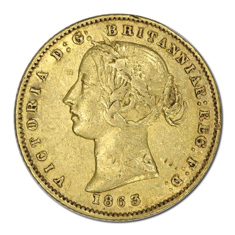 1863 Sydney Mint Type II Gold Half Sovereign VF