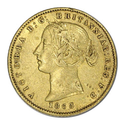 1863 Sydney Mint Type II Gold Half Sovereign VF