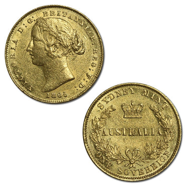 1865 Sydney Mint Victoria Type II Gold Sovereign Fine/VF