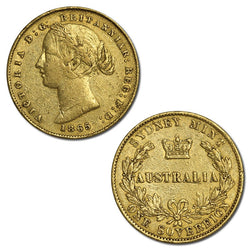 1865 Sydney Mint Victoria Type II Gold Sovereign Fine