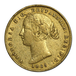 1865 Sydney Mint Victoria Type II Gold Sovereign Fine