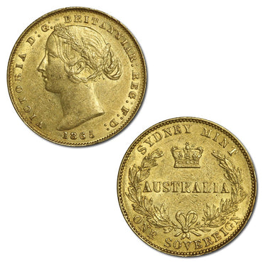 1865 Sydney Mint Victoria Type II Gold Sovereign nEF/EF