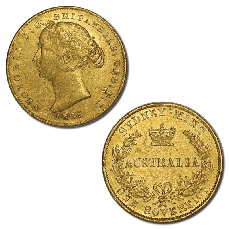 1865 Sydney Mint Type II Gold Sovereign nVF/VF