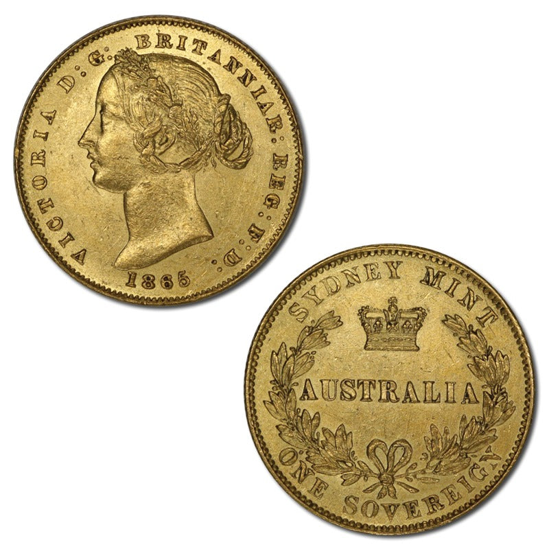 1865 Sydney Mint Gold Sovereign nUNC/UNC