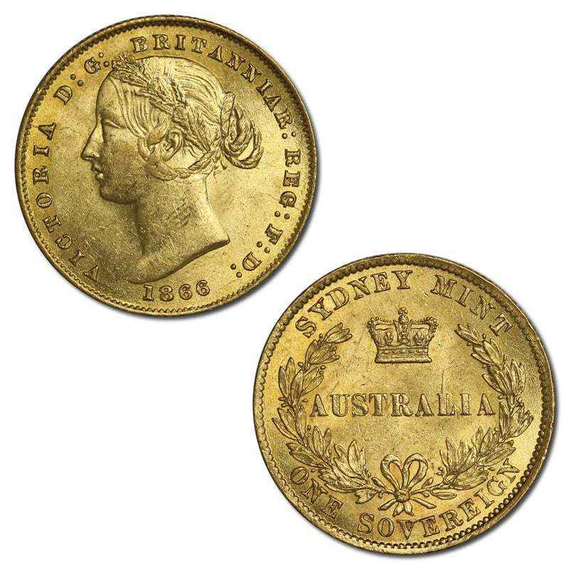 1866 Sydney Mint Victoria Gold Sovereign Lustrous CHOICE UNC