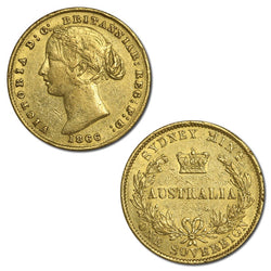 1866 Sydney Mint Victoria Type II Gold Sovereign nVF/VF