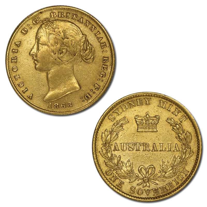 1866 Sydney Mint Gold Sovereign FINE+/VF