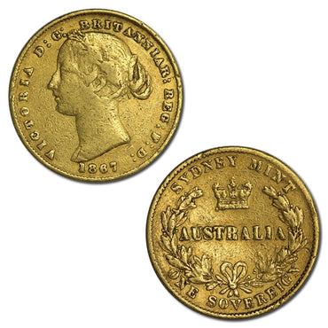1867 Sydney Mint Victoria Type II Gold Sovereign VG/FINE