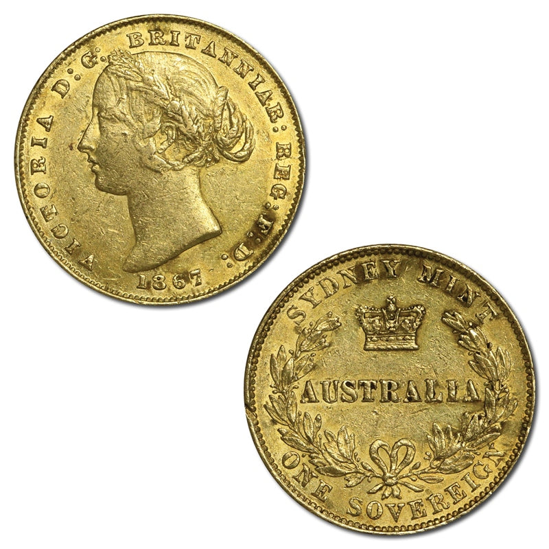 1867 Sydney Mint Gold Sovereign FINE+/VF
