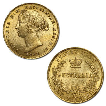 1868 Sydney Mint Victoria Type II Gold Sovereign EF/nUNC