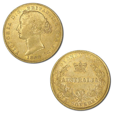 1868 Sydney Mint Victoria Y/H Gold Sovereign Fine/VF