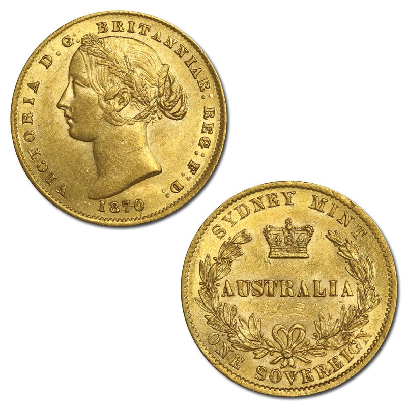 1870 Sydney Mint Victoria Type II Gold Sovereign EF+/nUNC
