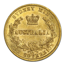 1870 Sydney Mint Victoria Type II Gold Sovereign EF+/nUNC