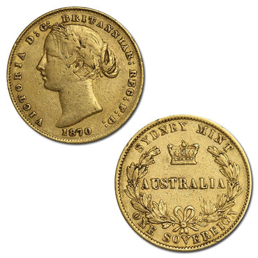 1870 Sydney Mint Victoria Type II Gold Sovereign FINE
