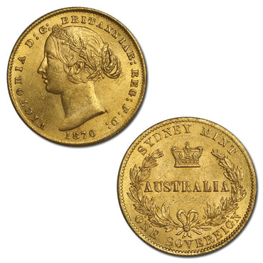 1870 Sydney Mint Gold Sovereign "THE DOURO CARGO SHIPWRECK" Choice UNC